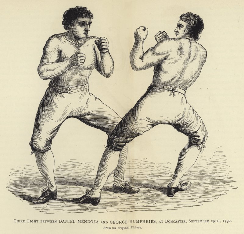 Třetí boj mezi Danielem Mendozou a Georgem Humphriesem, v Doncasteru, 29. září 1790, z původního obrázku od English School