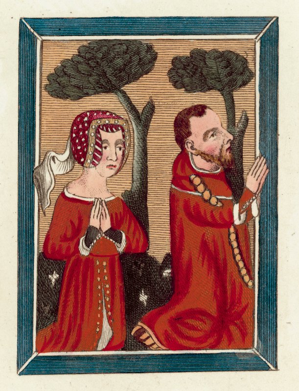 Thomas Beauchamp, hrabě z Warwicku, a jeho manželka Margaret (barevná rytina) od English School