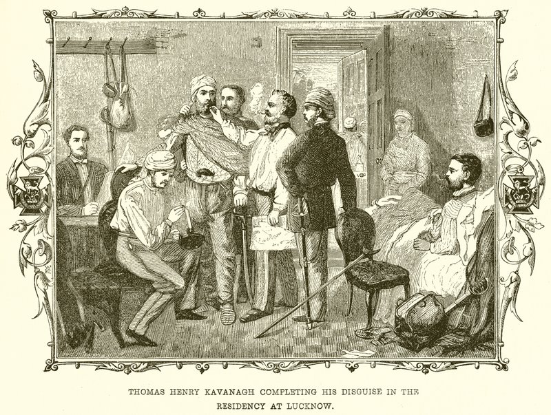 Thomas Henry Kavanagh dokončuje svůj převlek v rezidenci v Lucknow od English School