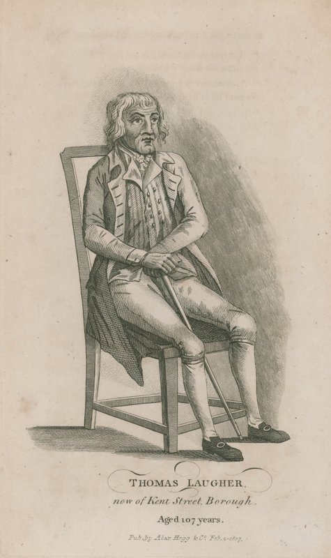 Thomas Laugher, nyní z Kent Street Borough v Londýně, ve věku 107 let od English School