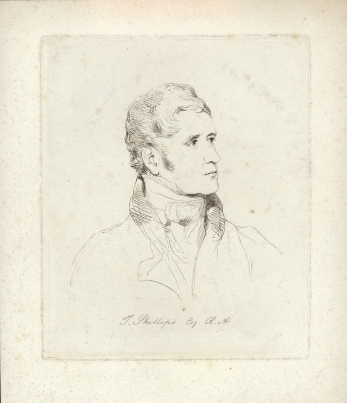 Thomas Phillips, anglický portrétista a malíř předmětů. Lept Mary Dawson Turner od English School