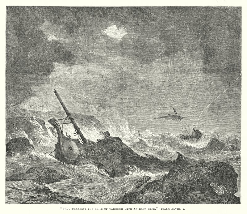 Rozbíjíš taršíšské lodě východním větrem, Žalm XLVIII, 7 (rytina) od English School