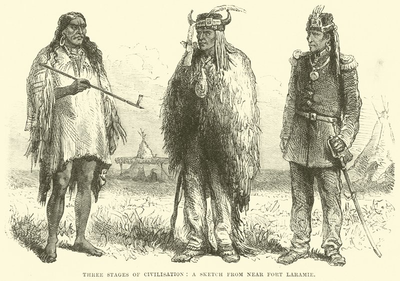 Tři fáze civilizace, skica z blízkosti Fort Laramie od English School