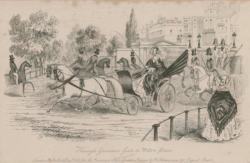 Přes Governor Gate do Wilton Place, Hyde Park, Londýn od English School