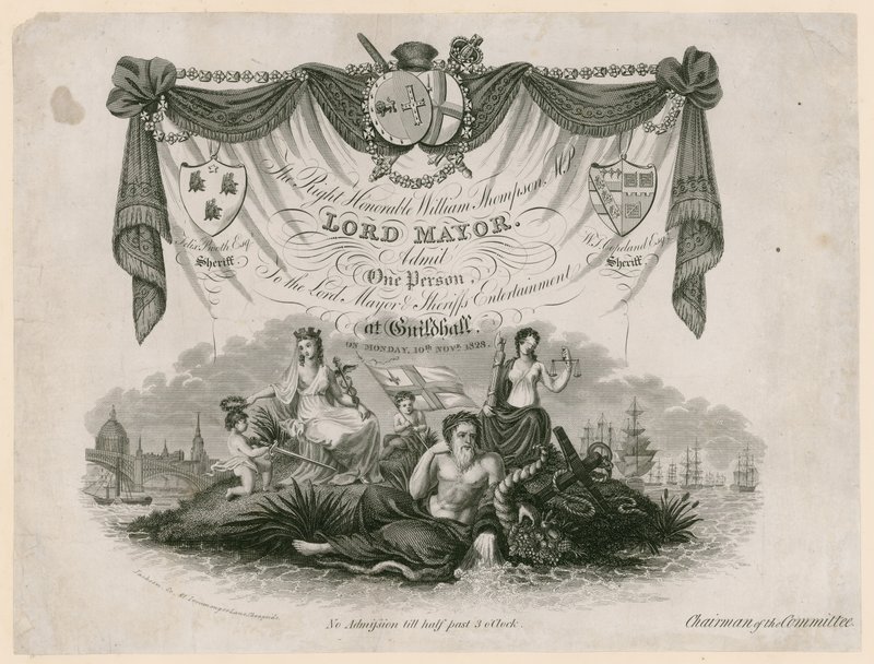 Vstupenka pro vstup do Lord Mayors Entertainment dne 10. listopadu 1828 od English School