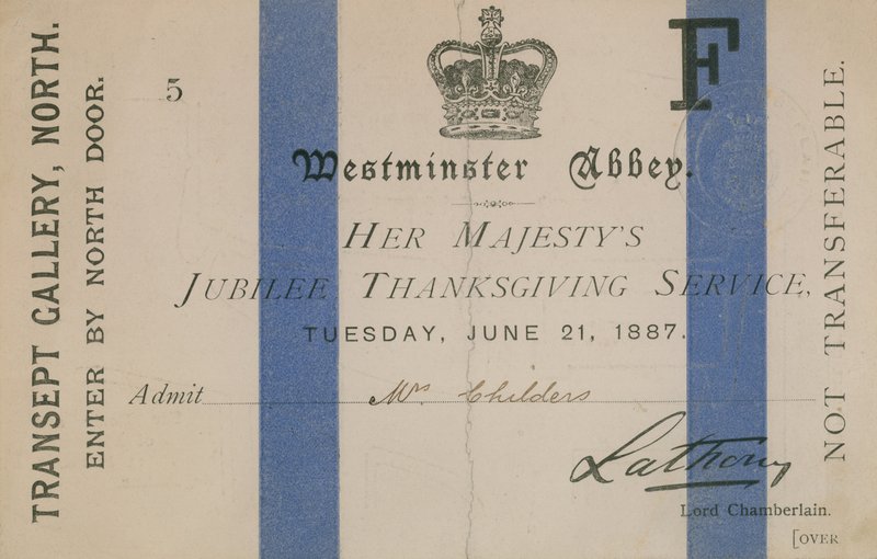 Vstupenka na jubilejní díkůvzdání Jejího Veličenstva od English School