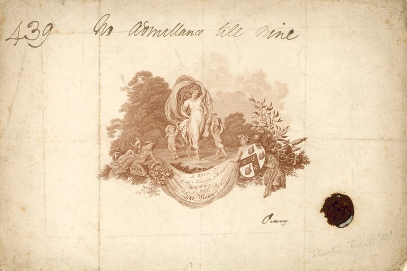Vstupenka na ples v Mansion House, Londýn, 2. dubna 1804 od English School
