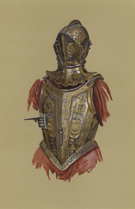 Naklápěcí brnění Henryho Prince z Walesu (chromolitho) od English School