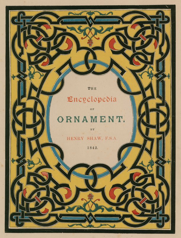 Titulní strana. Ilustrace k Encyklopedii ornamentu (barevná litografie) od English School