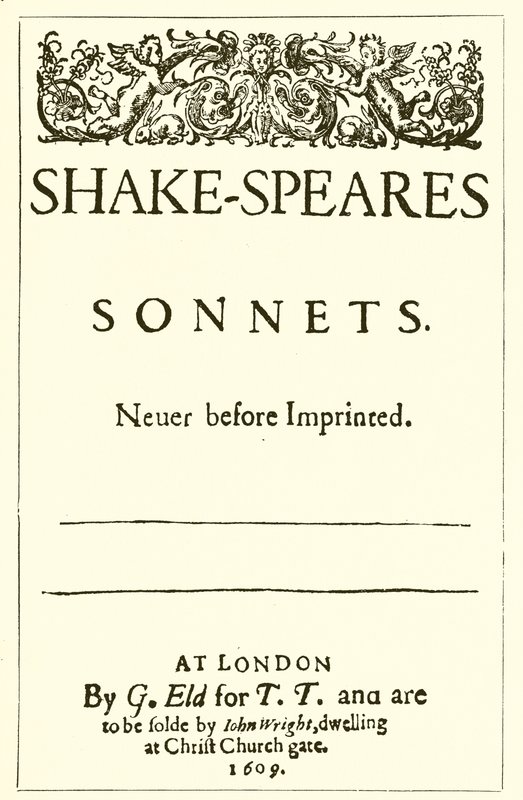 Titulní strana Shakespearových sonetů, 1609 od English School
