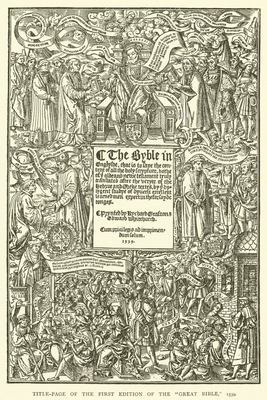 Titulní strana prvního vydání Velké Bible z roku 1539 od English School