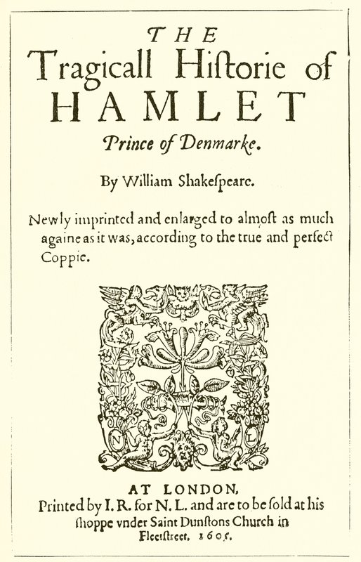 Titulní strana Shakespearova Hamleta od English School
