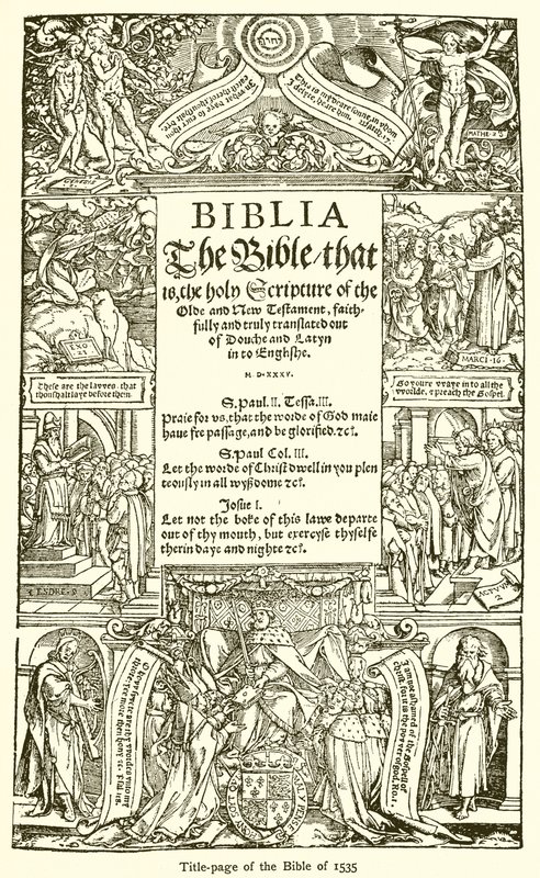 Titulní strana Bible z roku 1535 od English School