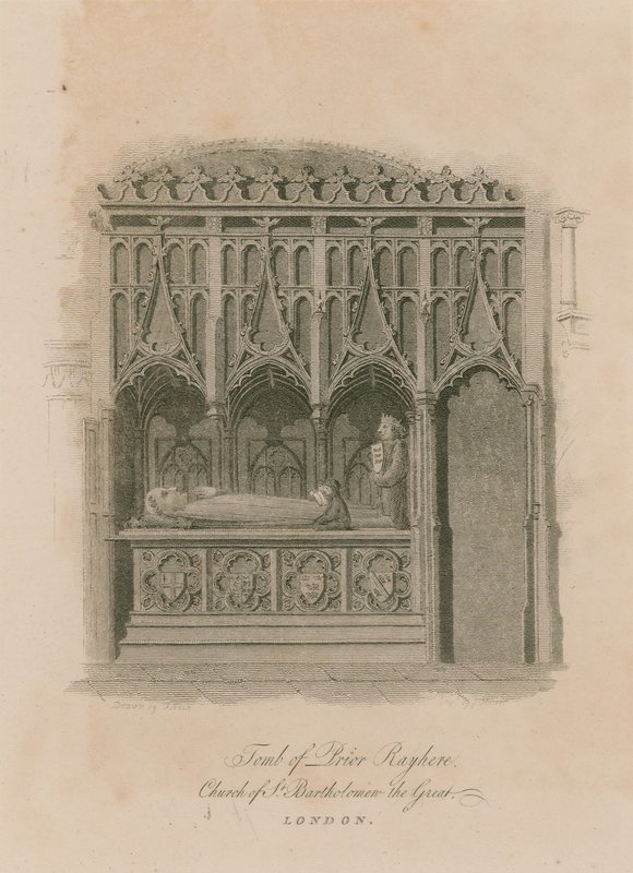 Hrobka převora Rayhere, kostel svatého Bartoloměje Velikého, Smithfield od English School