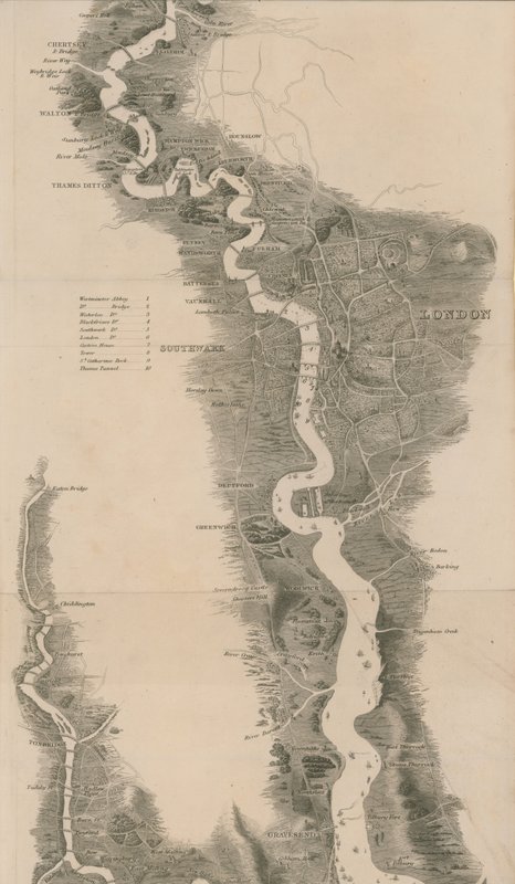 Panoramatická mapa Temže a Medway od společnosti Tomblesons od English School
