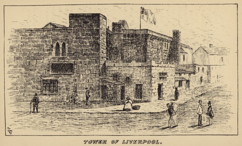 Liverpoolská věž (rytina) od English School