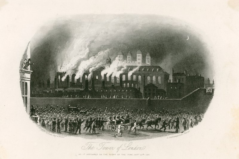 Požár londýnského Toweru, 1841 od English School