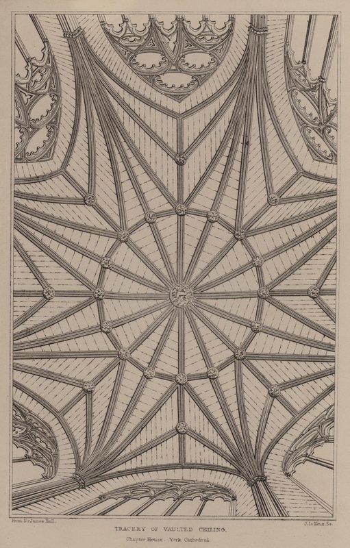 Tracery klenutých stropů (rytina) od English School