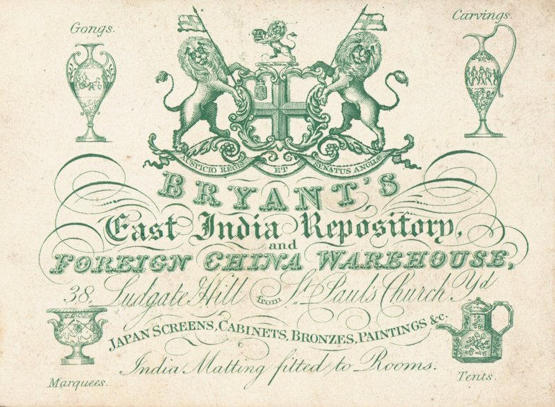 Obchodní karta, Bryants East India Repository od English School