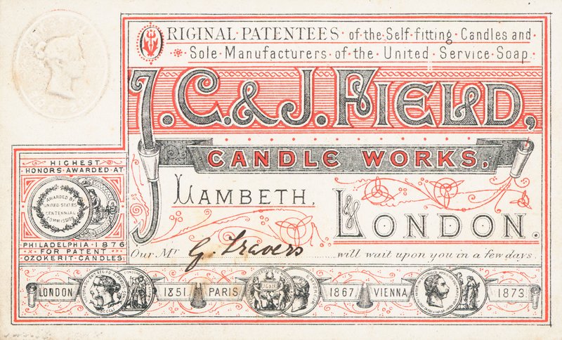 Obchodní karta, J C and J Field Candle Works od English School