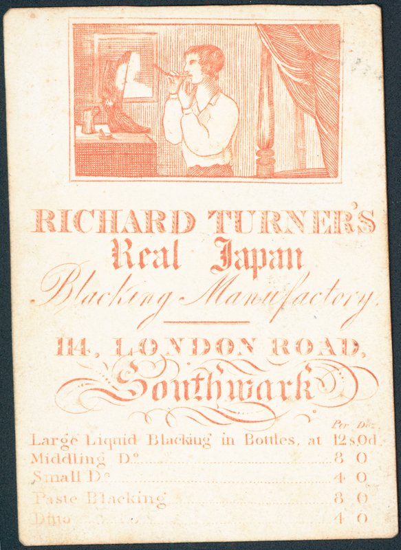 Obchodní karta, Richard Turners Real Japan Blacking Manufactory od English School