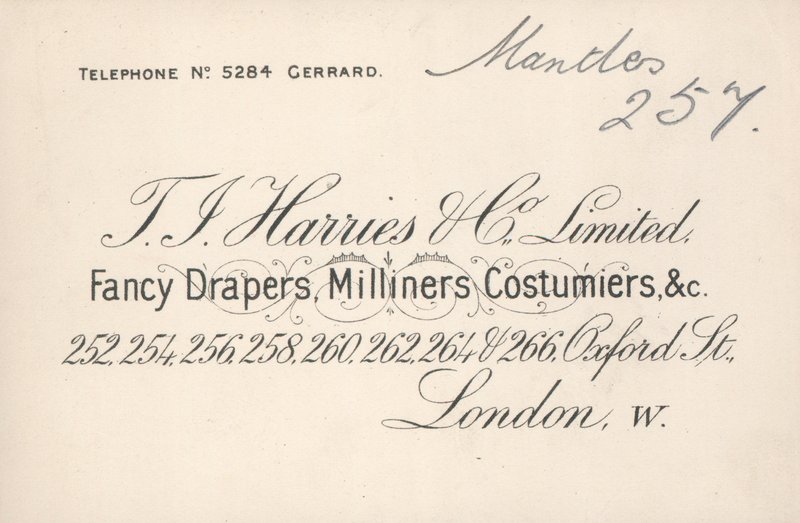 Obchodní karta, T J Harries & Company Limited od English School