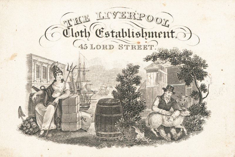 Obchodní karta, Liverpool Cloth Establishment od English School