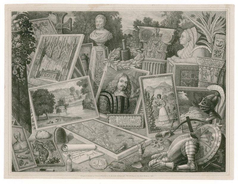 Vizitka Roberta Martina, podporující dovednosti v litografickém umění, 1830 od English School