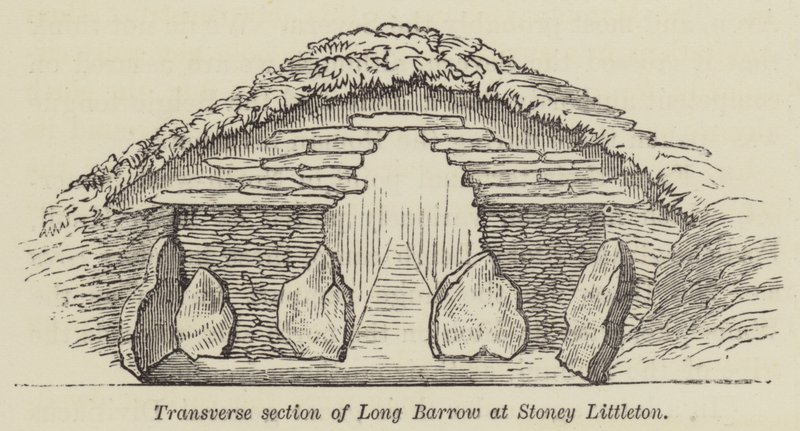 Příčný řez Long Barrow ve Stoney Littleton (rytina) od English School