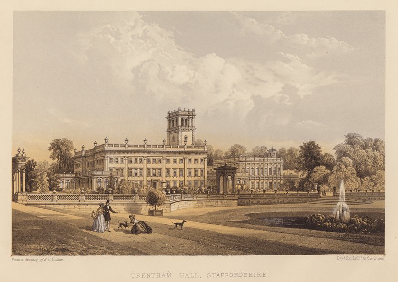 Trentham Hall, Staffordshire (akvatinta) od English School
