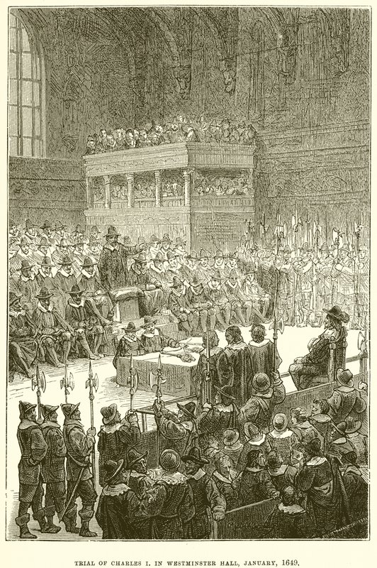 Proces s Karlem I. ve Westminster Hall, leden 1649 od English School