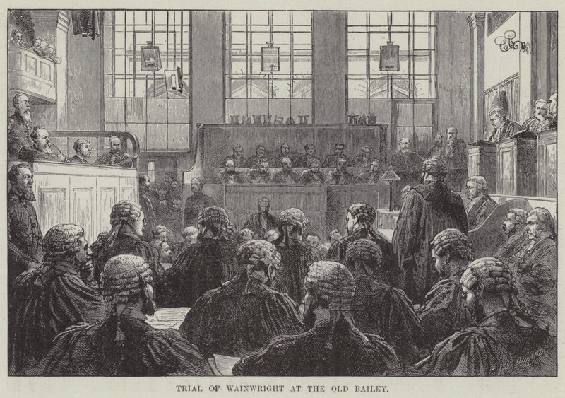 Soud s Wainwrightem v Old Bailey (rytina) od English School