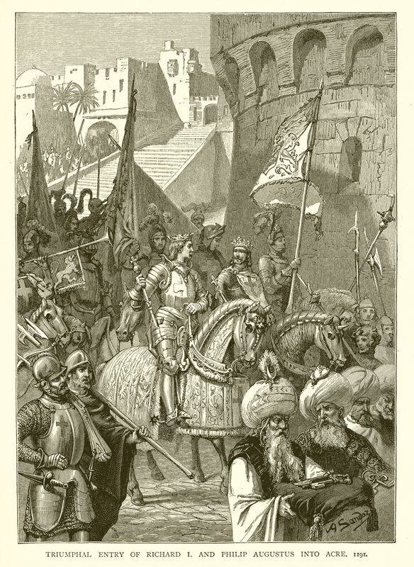 Triumfální vstup Richarda I. a Filipa Augusta do Akkonu, 1191 od English School