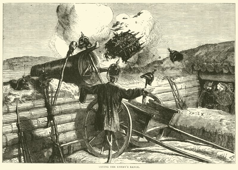 Pokus o dostřel nepřátel, říjen 1870 od English School
