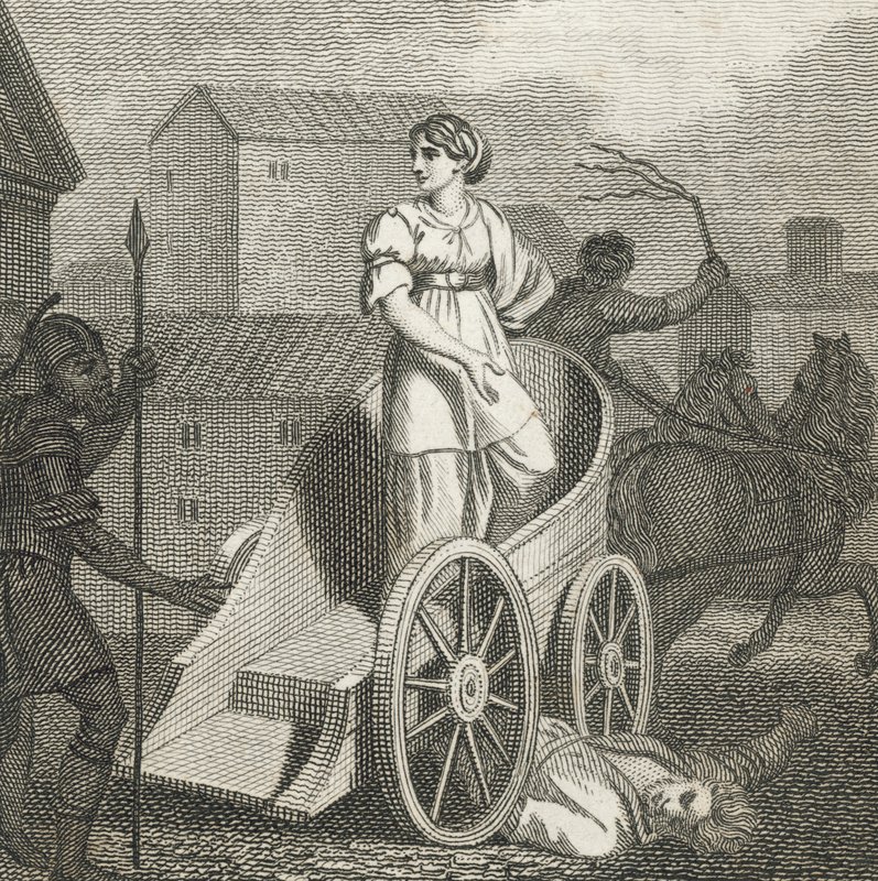 Tullia jede přes mrtvé tělo svého otce (rytina) od English School