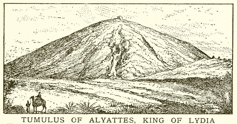 Tumulus z Alyattes, král Lydie od English School