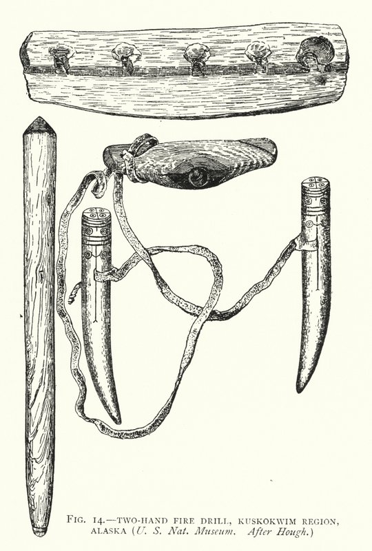 Dvouruční požární cvičení, Kuskokwim Region, Aljaška (litho) od English School