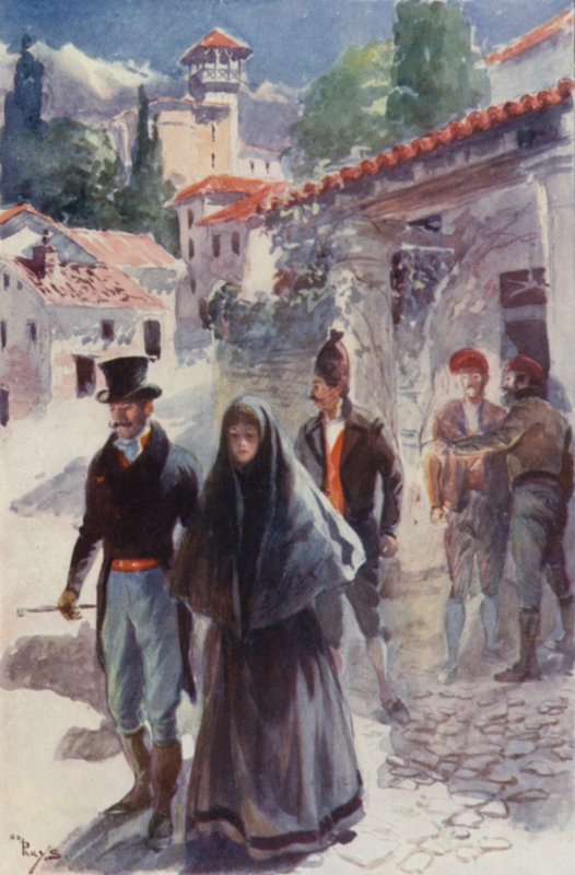 Dva nebo tři mladí muži doprovodili Orso a jeho sestru ke dveřím (barva litho) od English School