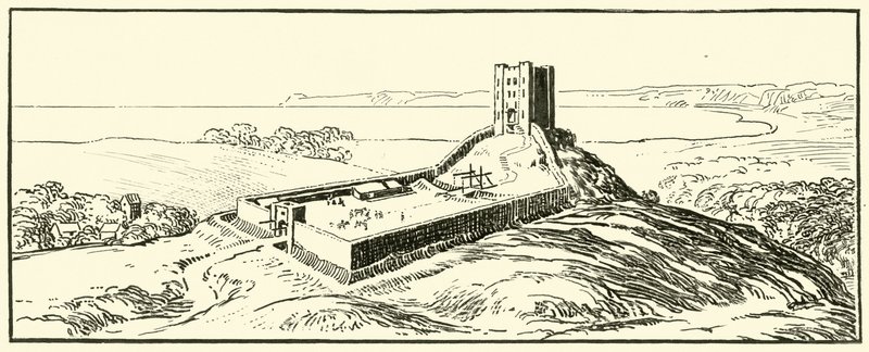 Typický normanský hrad (inkoust na papíře) od English School
