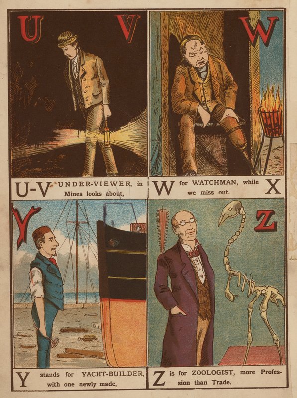 Podvodník, hlídač, stavitel jachet, zoolog (barevná litografie) od English School