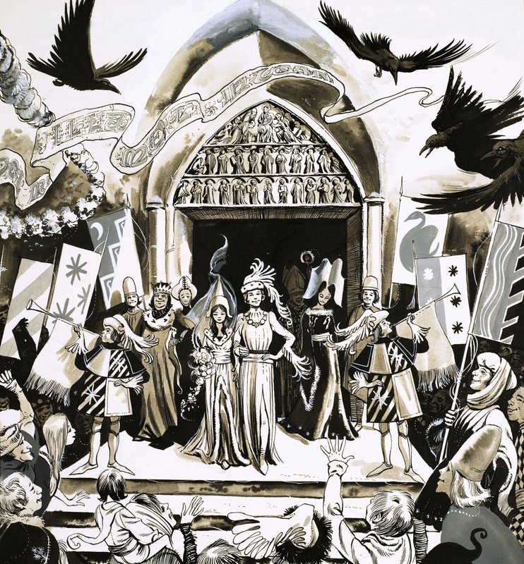 Neidentifikovaná pohádková svatební ilustrace od English School