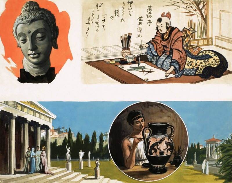 Neidentifikovaná montáž o starověkých artefaktech od English School