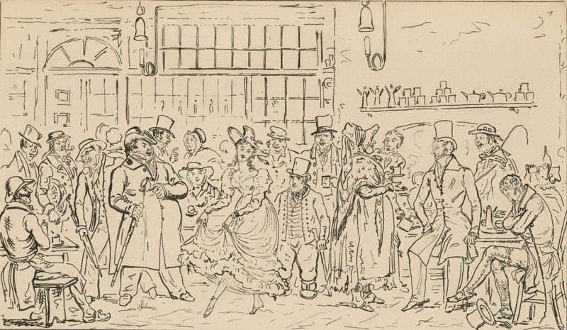 Neidentifikovaná scéna, možná související s Cock and Hen Club od English School