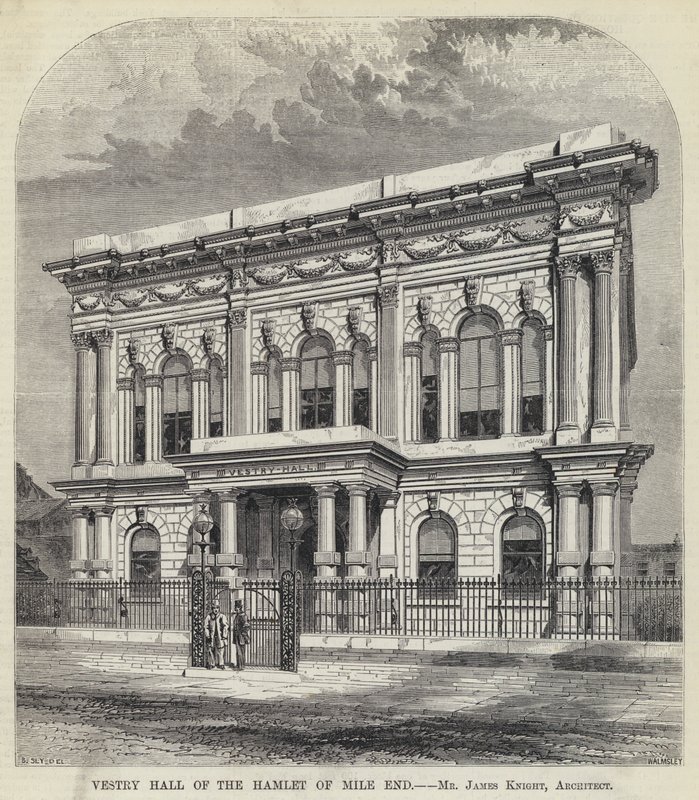 Vestry Hall of the Hamlet of Mile End (rytina) od English School