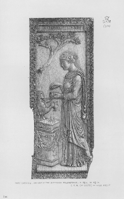 Victoria And Albert Museum: řezba ze slonoviny, jeden list Diptychonu Meleretense (rytina) od English School