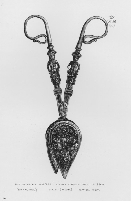 Victoria And Albert Museum: Pair of Bronze Snuffers, italsky, Cinque-cento (rytina) od English School