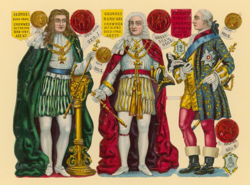 Viktoriánský šrot: Král Jiří I., Král Jiří II., Král Jiří III od English School