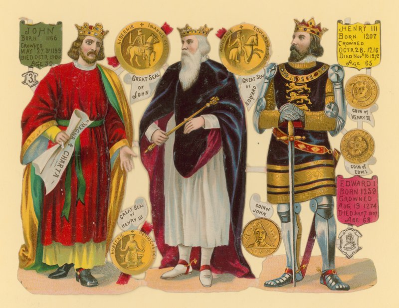 Viktoriánský šrot: král Jan, král Edward I., král Jindřich III od English School