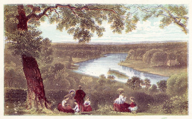 Pohled z Terrace, Richmond Hill (barevné lito) od English School