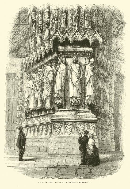 Pohled do interiéru katedrály v Rheims, září 1870 od English School